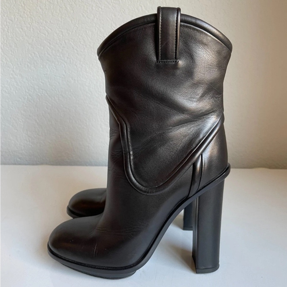 Authentic Gucci western black cowboy leather heeled boots sz 36.5 / 6.5